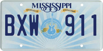MS license plate BXW911