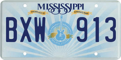 MS license plate BXW913
