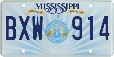 MS license plate BXW914