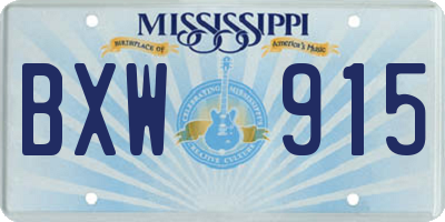 MS license plate BXW915