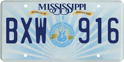 MS license plate BXW916