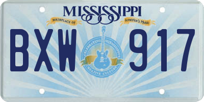 MS license plate BXW917
