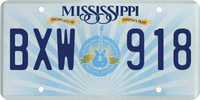 MS license plate BXW918