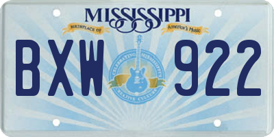 MS license plate BXW922