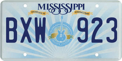 MS license plate BXW923