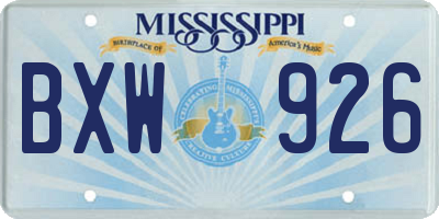 MS license plate BXW926