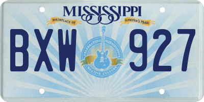 MS license plate BXW927