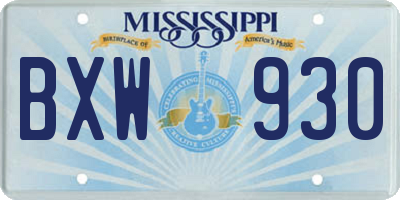 MS license plate BXW930
