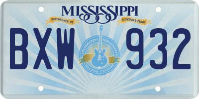 MS license plate BXW932