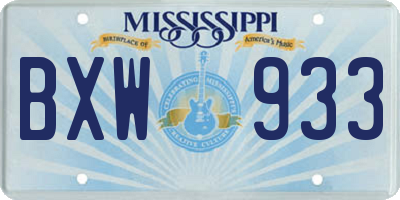 MS license plate BXW933