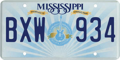 MS license plate BXW934