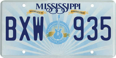 MS license plate BXW935