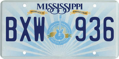 MS license plate BXW936
