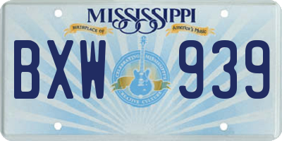 MS license plate BXW939