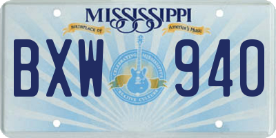 MS license plate BXW940