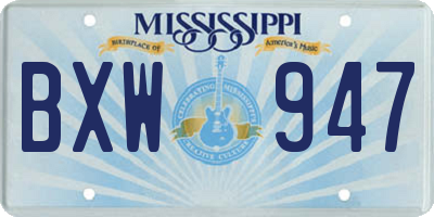 MS license plate BXW947
