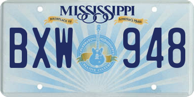 MS license plate BXW948