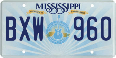MS license plate BXW960