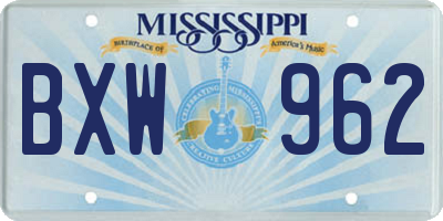 MS license plate BXW962