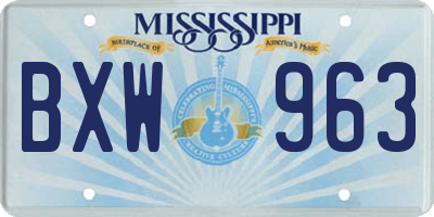 MS license plate BXW963