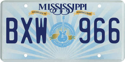 MS license plate BXW966