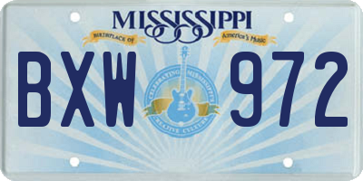 MS license plate BXW972