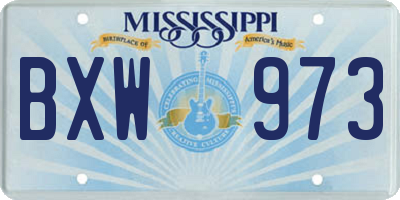 MS license plate BXW973