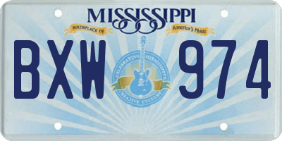 MS license plate BXW974