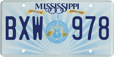 MS license plate BXW978