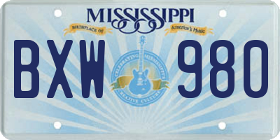 MS license plate BXW980