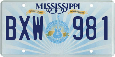 MS license plate BXW981