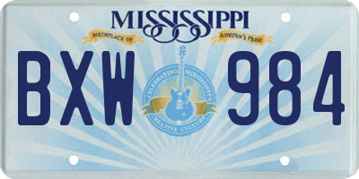 MS license plate BXW984