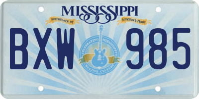 MS license plate BXW985