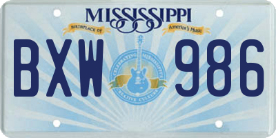 MS license plate BXW986