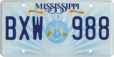 MS license plate BXW988