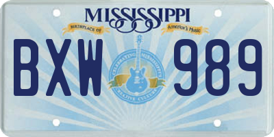 MS license plate BXW989