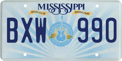 MS license plate BXW990