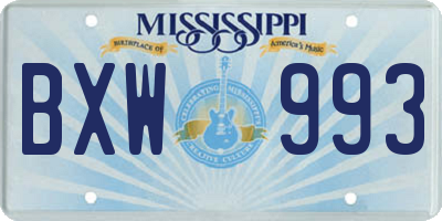 MS license plate BXW993