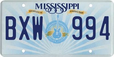 MS license plate BXW994