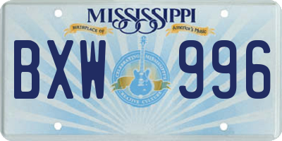 MS license plate BXW996