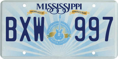 MS license plate BXW997