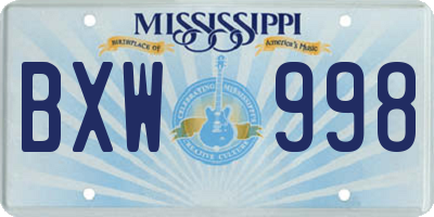 MS license plate BXW998