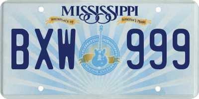 MS license plate BXW999
