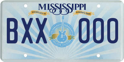 MS license plate BXX000