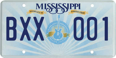 MS license plate BXX001