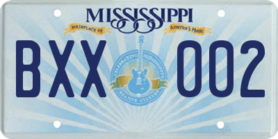 MS license plate BXX002