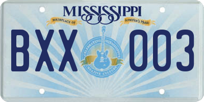 MS license plate BXX003