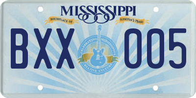MS license plate BXX005