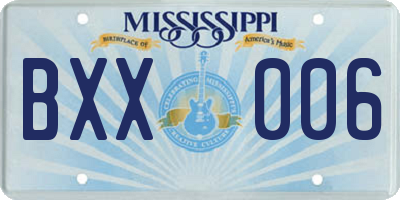 MS license plate BXX006