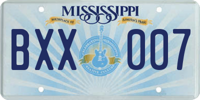 MS license plate BXX007